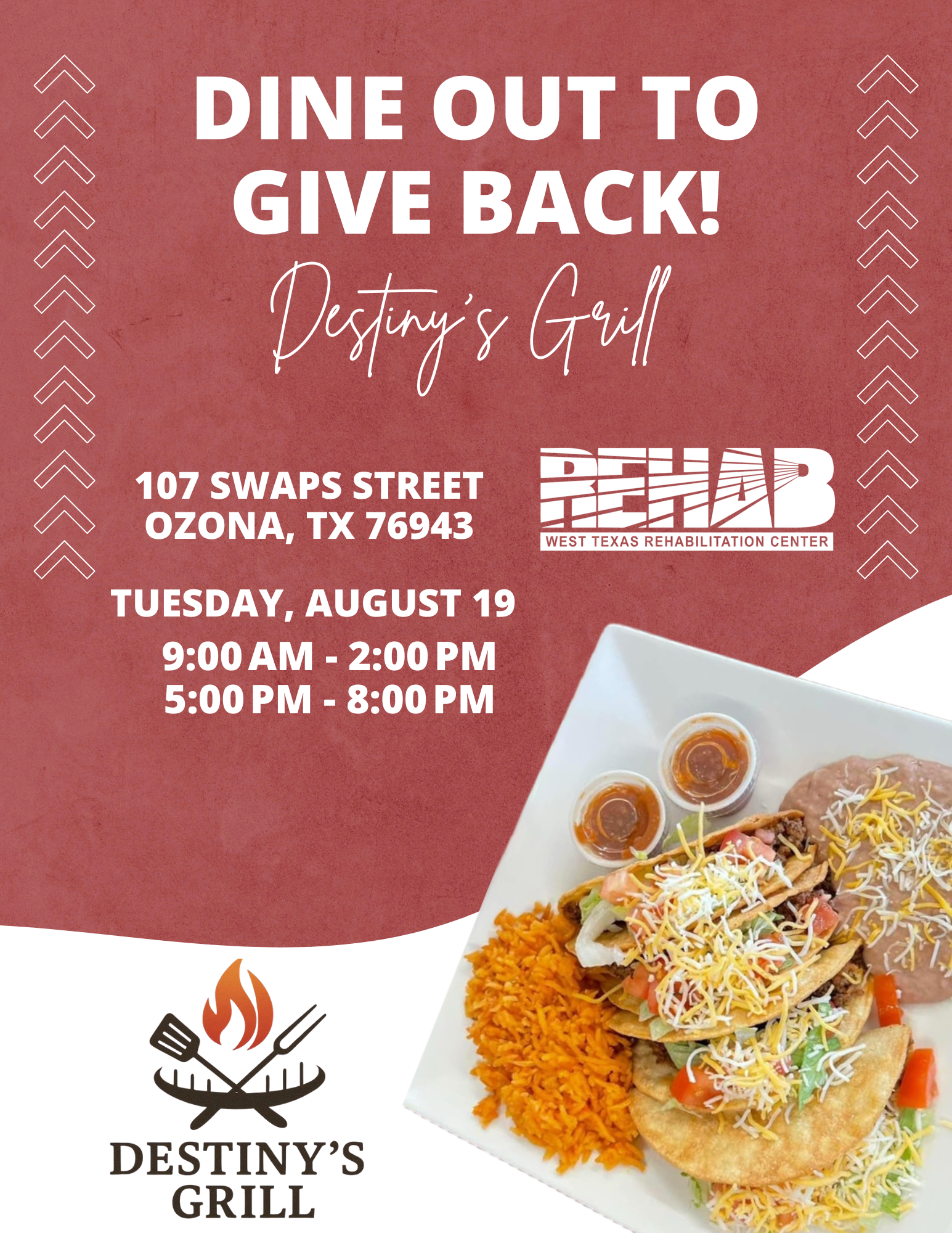Destinys Dine Out Ozona Flyer